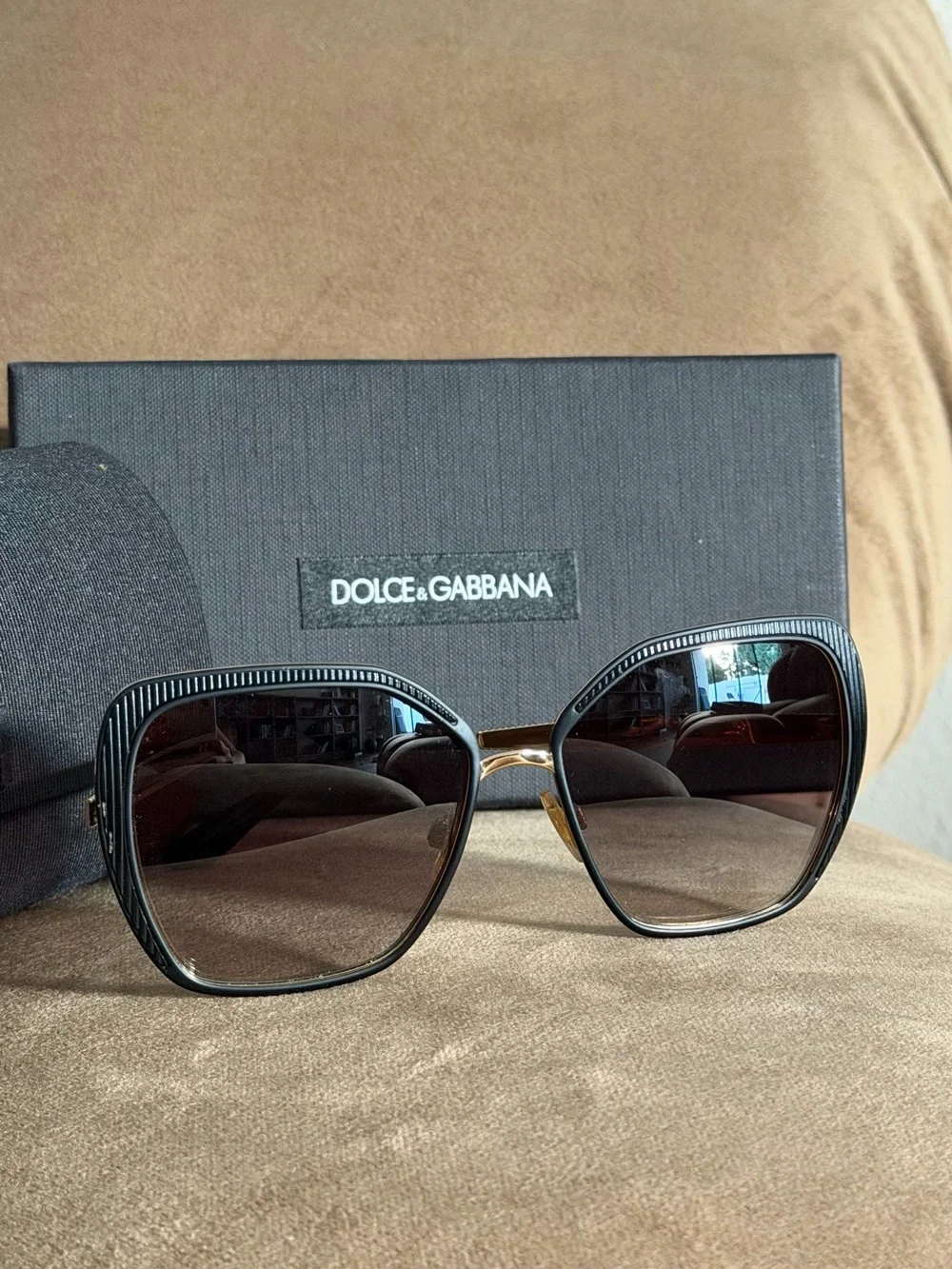 Dolce & Gabbana Black Oversized Square Women's Sunglasses